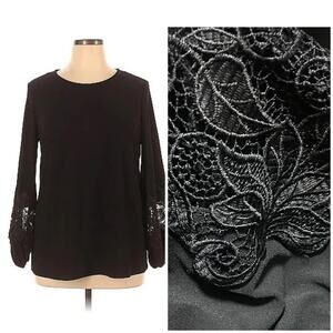 NEW Dennis by Dennis Basso black long sleeve blouse